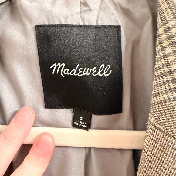 Madewell The Dorset Blazer in Galloway Plaid Grey and White size XS - Picture 6 of 13